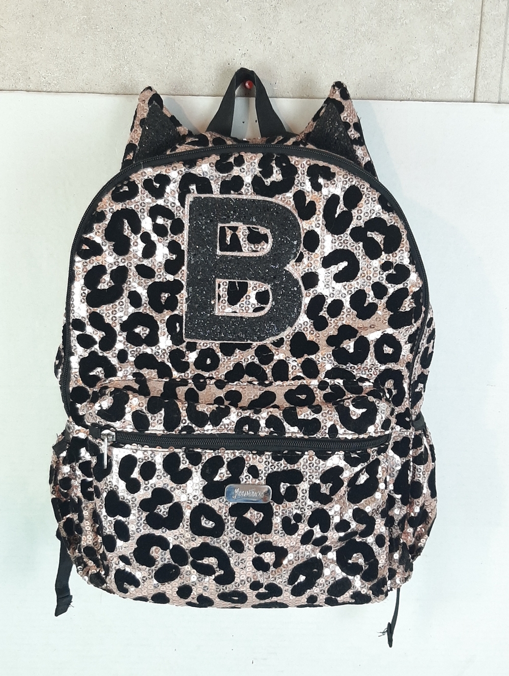 🛍Justice - Leopard Sequin 18" Backpack With B Initial